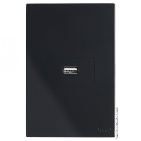 Conjunto USB 2.0A Horizontal 4x2 - RECTA Grafite Satin Fosco